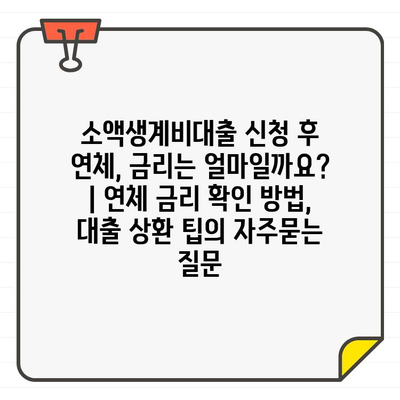 소액생계비대출 신청 후 연체, 금리는 얼마일까요? | 연체 금리 확인 방법, 대출 상환 팁