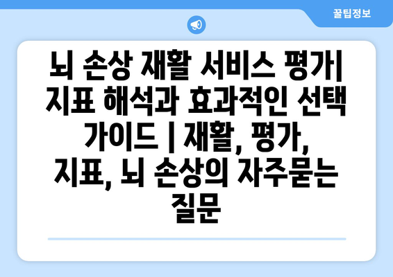 뇌 손상 재활 서비스 평가| 지표 해석과 효과적인 선택 가이드 | 재활, 평가, 지표, 뇌 손상