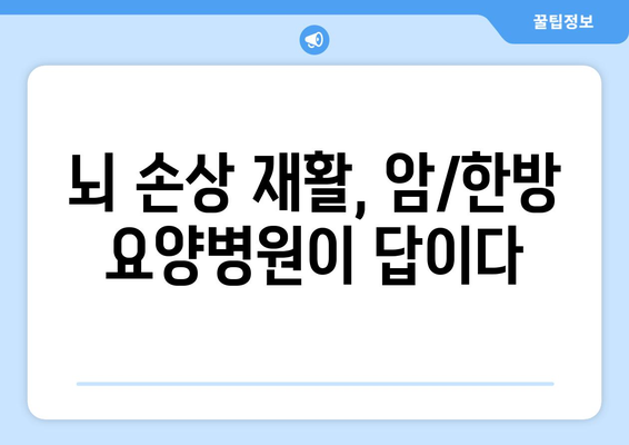 뇌 손상 재활, 암/한방 요양병원에서 어떻게 도움받을 수 있을까요? | 뇌 손상 재활, 암 요양병원, 한방 요양병원, 치료, 회복