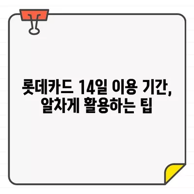 롯데카드 결제일별 이용 기간 14일 설정, 왜 이렇게 해야 할까요? | 결제일, 이용 기간, 롯데카드, 카드 사용 팁