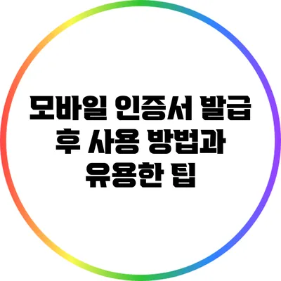 모바일 인증서 발급 후 사용 방법과 유용한 팁