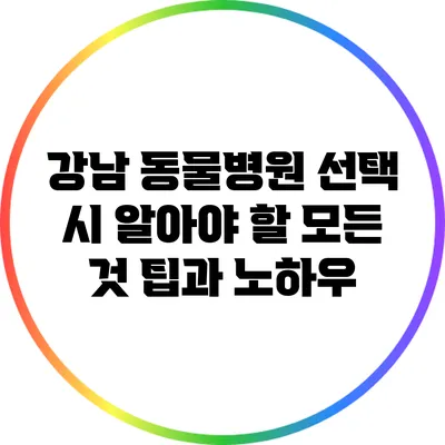 강남 동물병원 선택 시 알아야 할 모든 것: 팁과 노하우