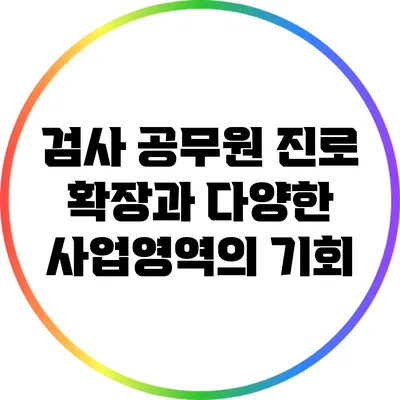 검사 공무원 진로 확장과 다양한 사업영역의 기회