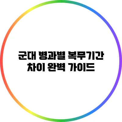 군대 병과별 복무기간 차이 완벽 가이드