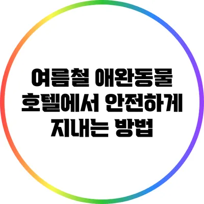 여름철 애완동물 호텔에서 안전하게 지내는 방법