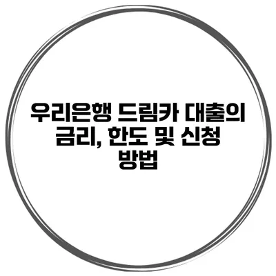 우리은행 드림카 대출의 금리, 한도 및 신청 방법